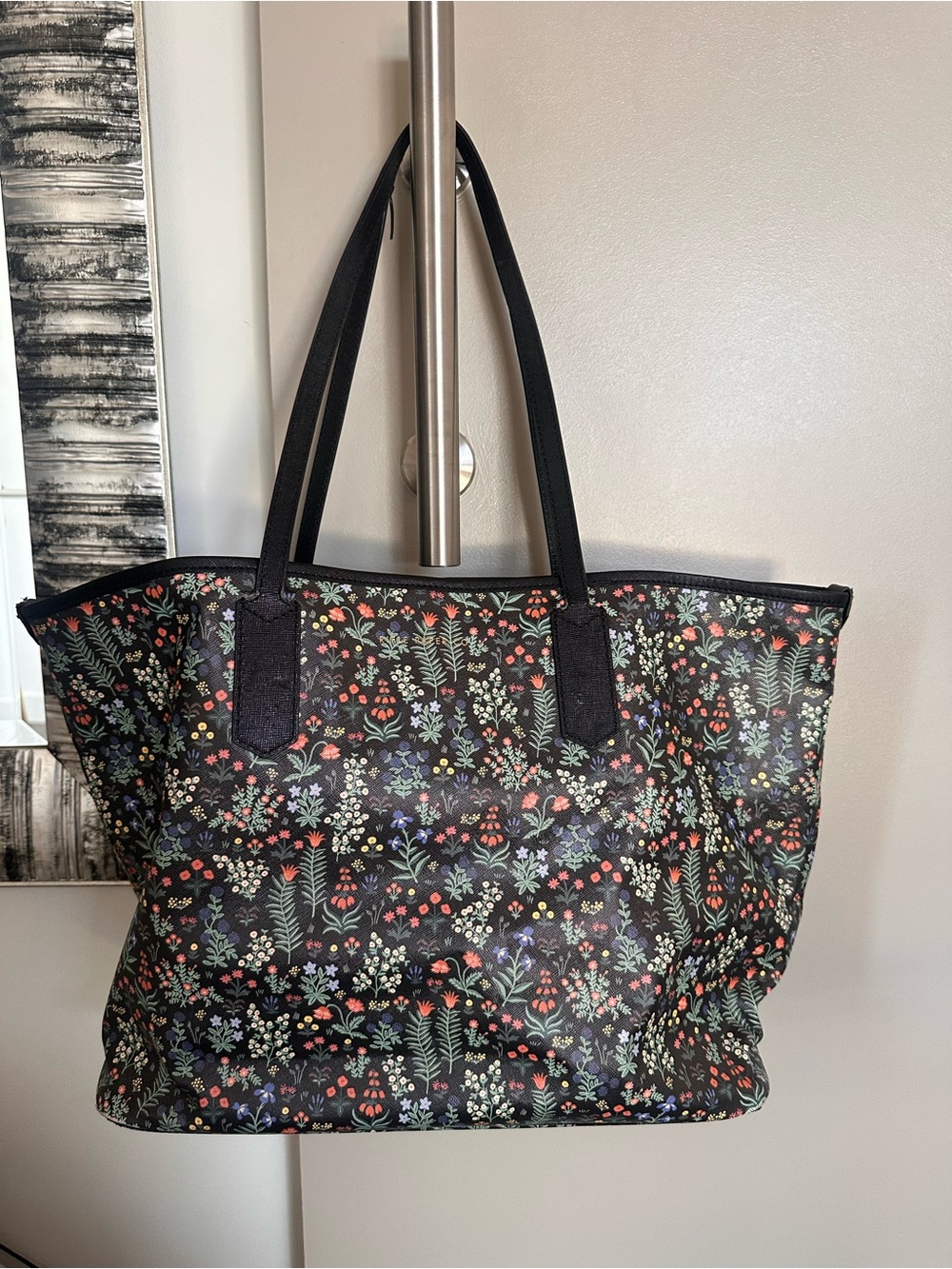 Rifle Paper Black Floral Print Black Tote Bag - Everyday Carry - Picture 2 of 6